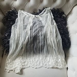 Offwhite Mesh and Lace Tank